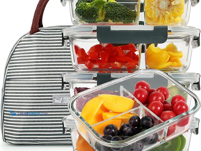 Lot 49-5477807 - DAS TRUST 5 Pack 36oz Bento Box Glass Meal Prep Container 3 Compartment Glass Food Storage Container...