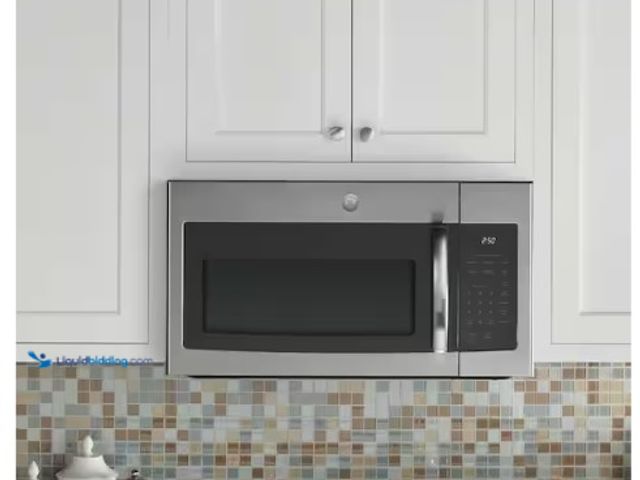 Lot 49-1566727 - GE 1.6 cu. ft. Over-the-Range Microwave in Stainless Steel, Model # JVM3160RFSS, unused, power on, s...