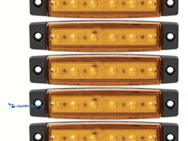 Lot 49-1975764 - New 5 pcs 12V Amber) 3.8" 6 LED Front Rear Side Marker Indicator Lights LED Lamp Indicator for Car T...