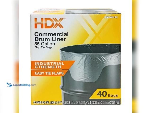 Lot 49-3513543 - HDX 55 Gallon Clear Heavy-Duty Flap Tie Drum Liner Trash Bags (40-Count)[Model # HD55WC040C] New