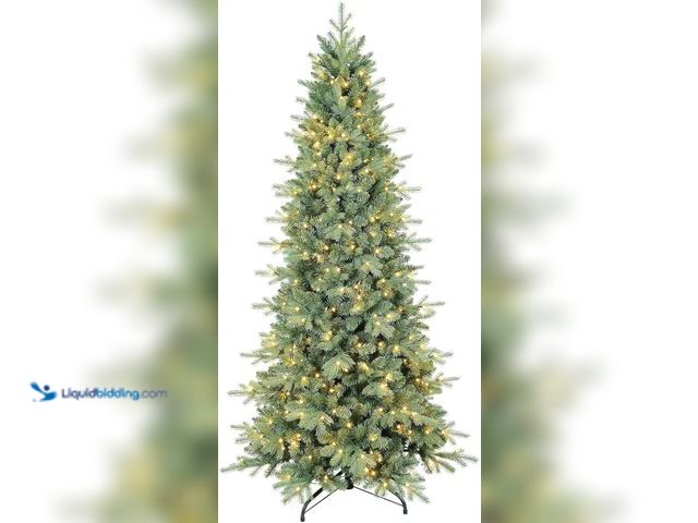 Lot 49-5447632 - 5 FT Prelit Artificial Skinny Christmas Tree,Blue Spruce Slim Pencil Xmas Tree. [Model: B0D95SL6Y4] ...