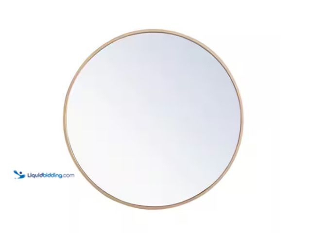 Lot 49-1555713 - FIRNEWST Gold 30 in W x 30 in. H Round Metal Framed Wall Mirror, Model # HD-MI-Y30IN-GD, Unused.  Re...