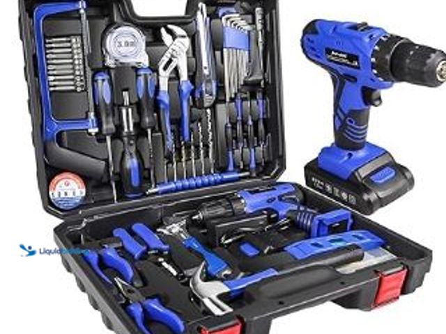 Lot 49-1517544 - jar-owl 21V Tool Set with Drill, 350 in-lb Torque, 0-1350RMP Variable Speed, 10MM 3/8'' Keyless Chuc...