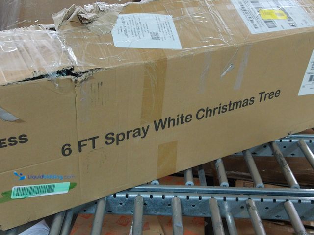 Lot 49-1543759 - Fitness 6ft Spray White Christmas Tree, Slightly Used  Ref#HOL1113