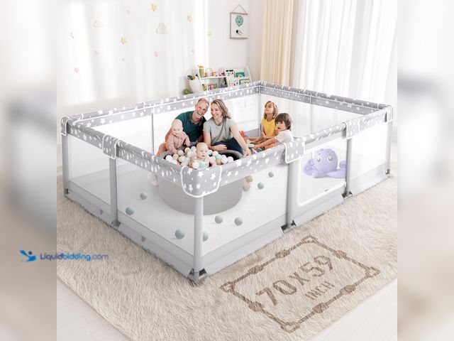 Lot 49-5487660 - Large Baby Playpen for Babies and Toddlers - 70x59in Giant Play Pen for Babies 6-12 Months Big Play ...