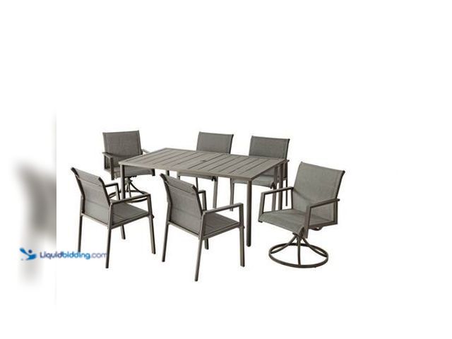 Lot 49-5553395 - Hampton Bay Westgrove 7-Peice Metal Sling Outdoor Dining Set Model # 525.1520.000 UNUSED. NO BOX