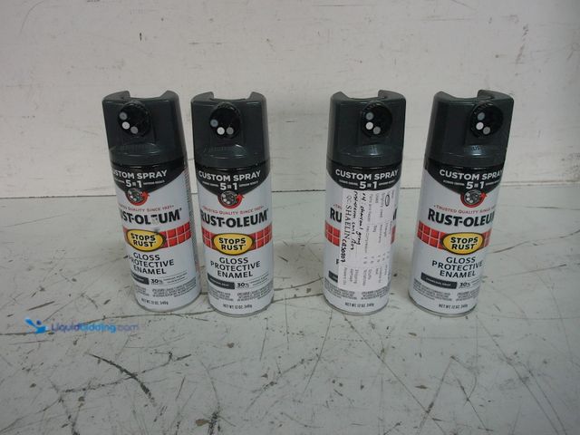 Lot 49-1629064 - Lot of (4) Stops Rust Custom Spray 5-in-1 Spray Paint, Gloss Charcoal Gray, 12 Oz., Model #376888, U...