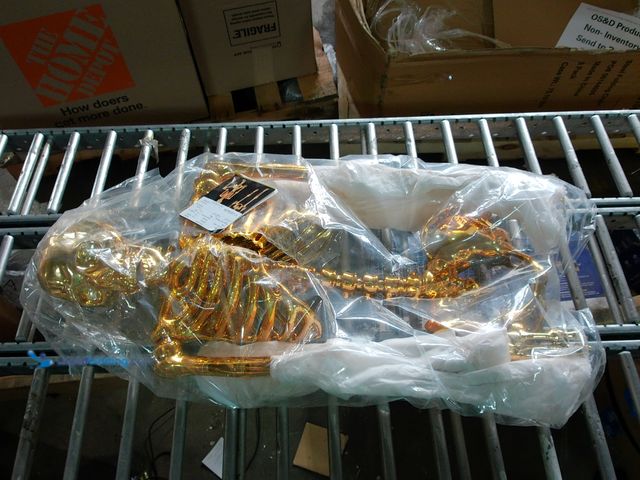 Lot 49-1533786 - Life Size Gold Plated Posable Skeleton Halloween Décor, Model #866593, Unused  Ref#HW1009