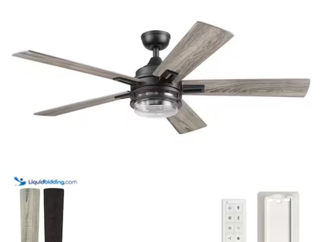 Lot 49-2000385 - Honeywell Myers Park 52 in. LED Indoor Matte Black Ceiling Fan with Remote Control, Dual Finish Blad...