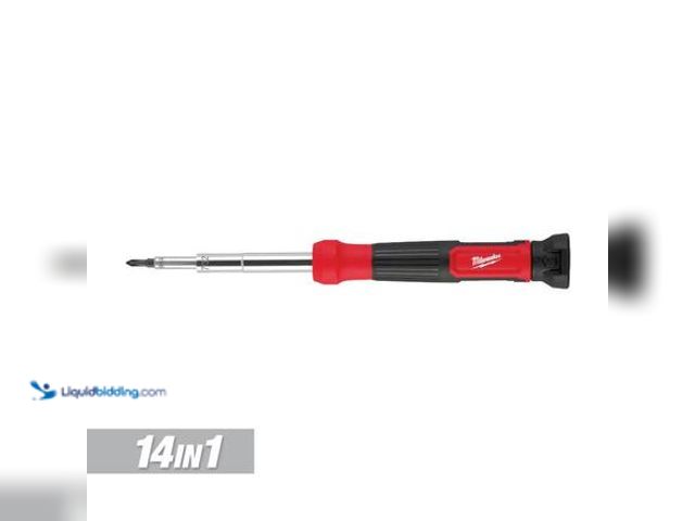 Lot 49-5546472 - Milwaukee 14 in. 1-Precision Multi-Bit Screwdriver Model # 48-22-2933 unused. Attachments included