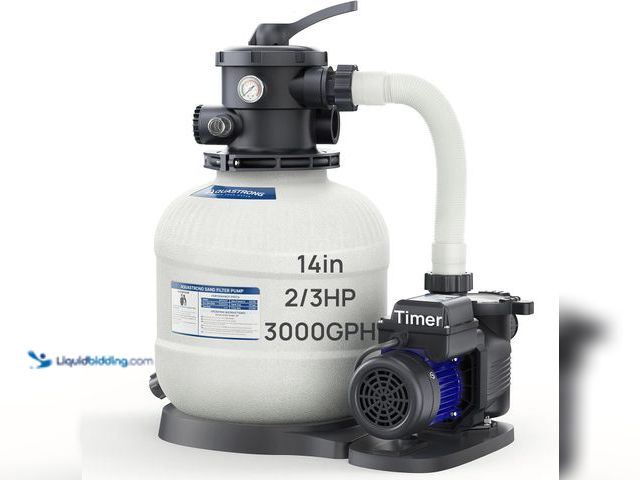 Lot 49-3564542 - AQUASTRONG 14in Sand Filter Pump for Above Ground Pool with Timer, 2/3 HP Pool Pumps Above Ground 30...