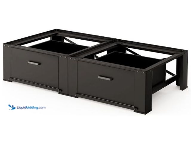 Lot 49-5436123 - 29" Washer and Dryer Pedestals with Drawer- Laundry Pedestal Stand for Washer and Dryer – Set of 2,A...