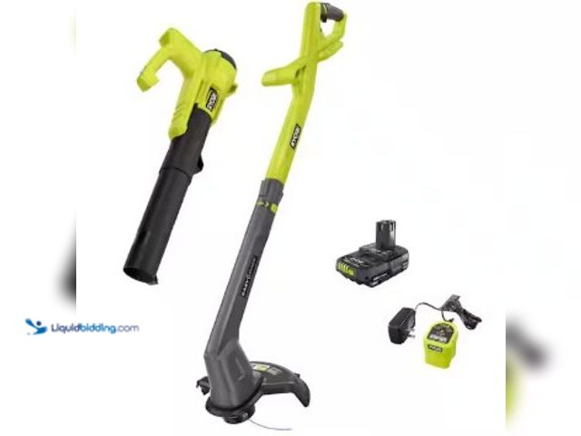 Lot 49-2022807 - RYOBI ONE+ 18V Cordless String Trimmer/Edger and Blower/Sweeper Combo Kit (2-Tools) with 2.0 Ah Batt...