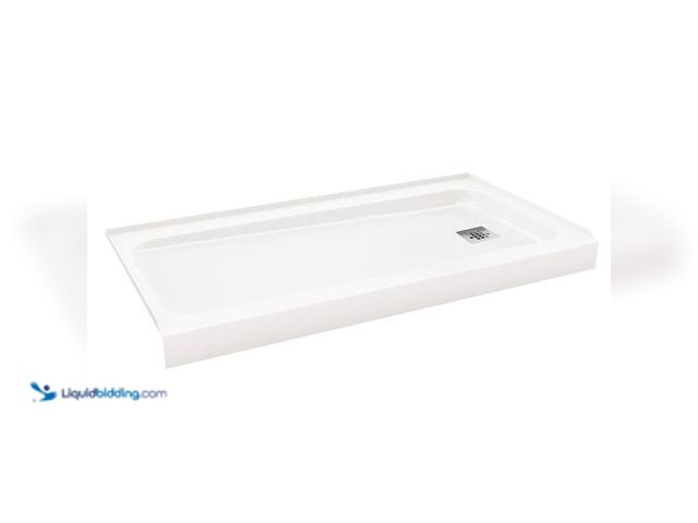 Lot 49-2004281 - Bootz Industries Shower Cast 60 in. L x 36 in. W Alcove Shower Pan Base in White with Square Chrome ...
