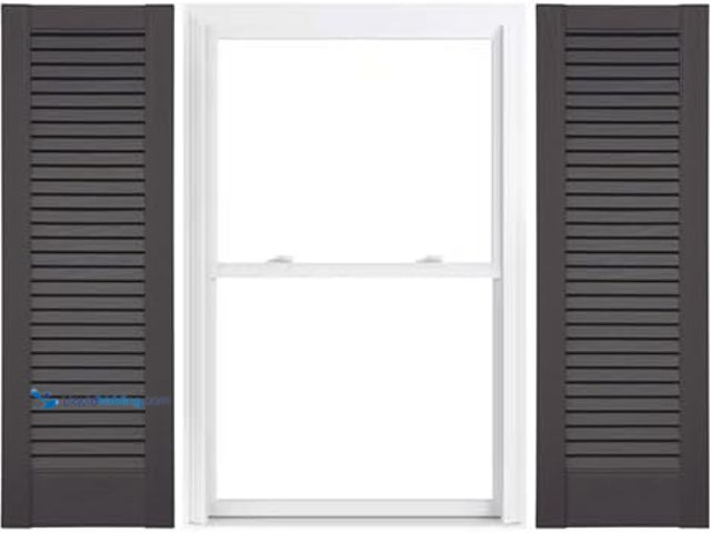 Lot 49-5415237 - Qty 4. Duralok Vinyl Exterior Shutters | One Pair | Louvered Straight Top Exterior Window Shutters |...