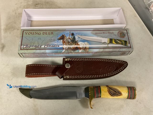 Lot 49-1505626 - COLLECTIBLE 12 INCH COLLECTIBLE HUNTING KNIFE WITH HIGH QUALITY STAINLESS STEEL BLADE YELLOW BONE HA...