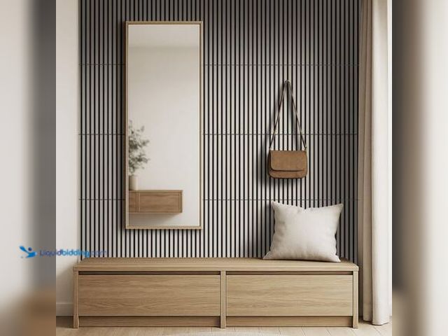 Lot 49-5581628 - QTY 16 - MSI Harmony Fog 24 in. x 24 in. Gray Light Wood Slat Decorative Acoustic Sound Absorbing Pa...