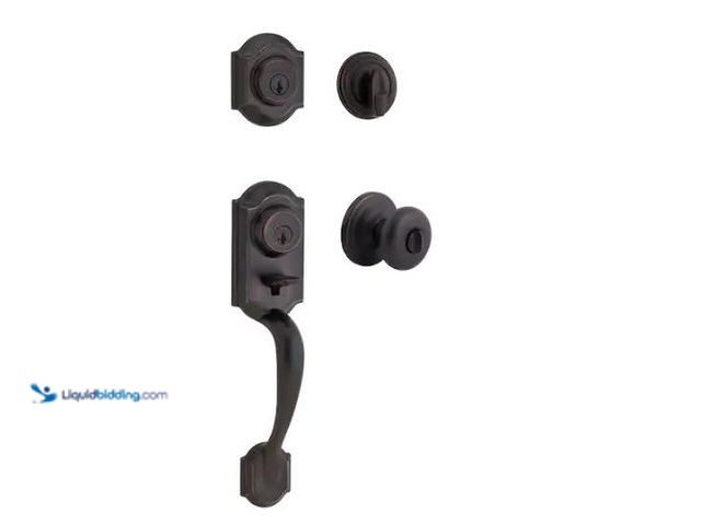 Lot 49-3432613 - Kwikset Montara Venetian Bronze Single Cylinder Door Handleset with Juno Entry Door Knob Featuring S...