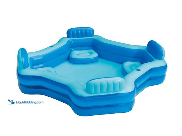 Lot 49-3566909 - Bluescape Blue Deluxe Comfort Inflatable Family Swimming Pool, 4 Seats, Square, Age 6 & up, Used