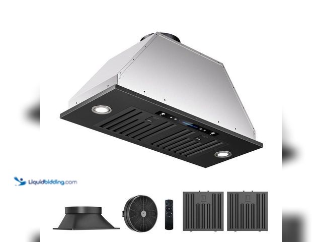 Lot 49-5543412 - HGUOQ
30 in. 400 CFM Convertible Insert Range Hood in Black Stainless Steel with LED Light, Gesture...