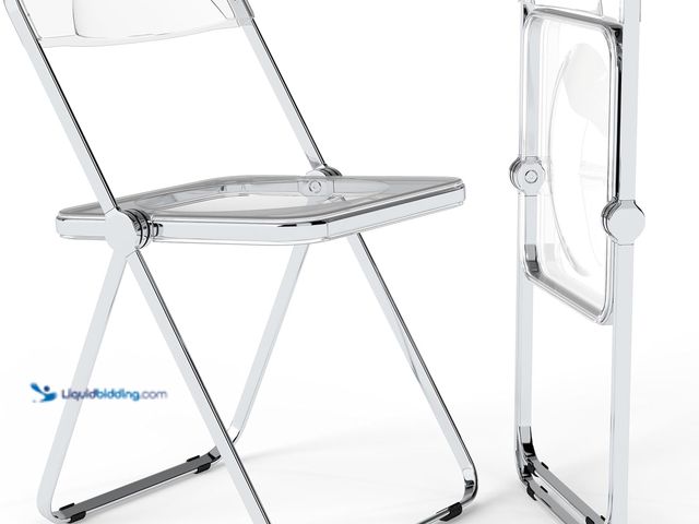 Lot 49-5486344 - Real Relax Acrylic Folding Chairs,Foldable & Stackable Clear Chairs with Metal Chrome Frame, Indoor ...