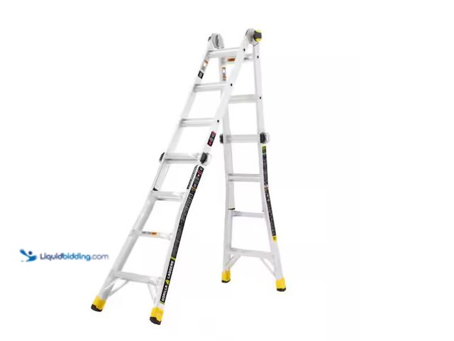 Lot 49-1571082 - Gorilla Ladders 18 ft Reach Aluminum Multi-Position Ladder with Tool Hangers, 300 lbs. Load Capacity...