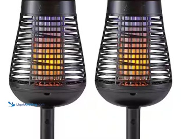 Lot 49-2025424 - PIC Solar Bug Zapper Torch with Flaming LED (2-Pack), Model # 2PK-DFST, MSRP $59.97, Slightly used, ...