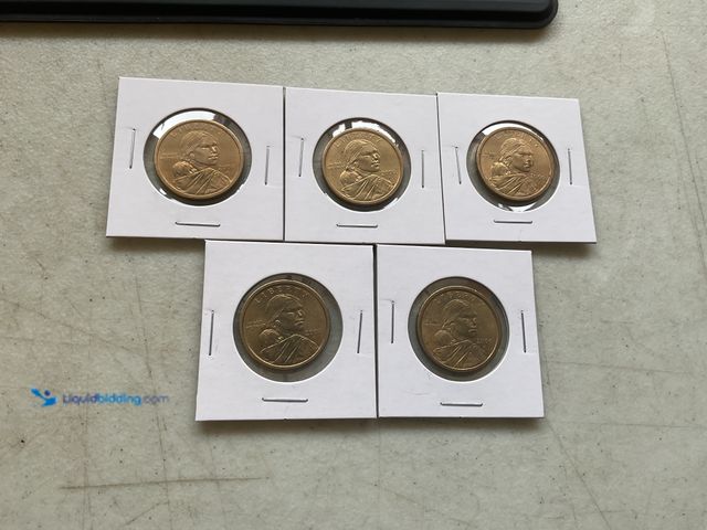 Lot 49-2009029 - LOT OF 5 SACAGAWEA GOLD (IN COLOR) ONE DOLLAR COINS
