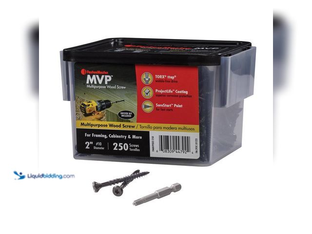 Lot 49-5449556 - FastenMaster
#10 x 2 in. Torx TTAP Drive Suresink Flat Head MVP Multi-Purpose Wood Screw (250-Pack)...
