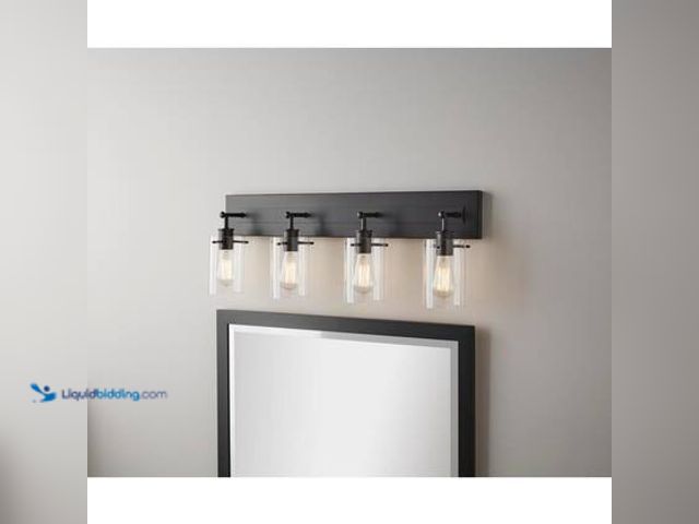 Lot 49-5544685 - Hampton Bay Regan 29.13 in. 4-Light Espresso Bronze Vanity Light with Clear Glass Shades. Model # DS...