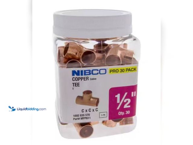 Lot 49-1565963 - Everbilt 1/2 in. x 1/2 in. x 1/2 in. Wrot Copper All Cup Tee Fitting Pro Pack (30-Pack), Model # MPP...