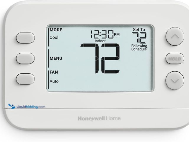 Lot 49-5453725 - Honeywell Home Programmable Thermostat, Single-Stage, 1 Heat/1 Cool Compatibility, 5-2 Day Schedule,...