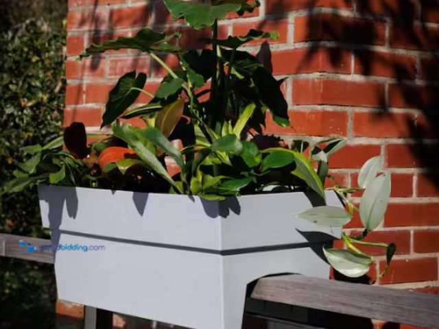 Lot 49-1519226 - (2) Bloem 24 in. Cement Finley Deck Rail Resin Planter Model#FDR24909, Unused   Ref#HDPA0717