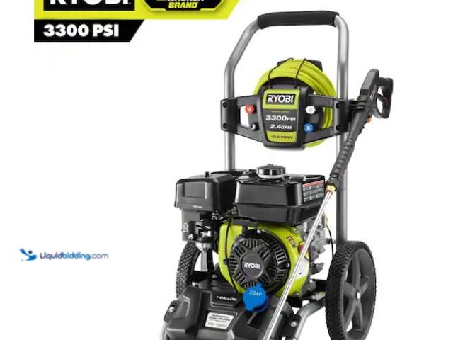 Lot 49-5545559 - RYOBI
3300 PSI 2.4 GPM Cold Water Gas Pressure Washer with 212cc Engine, Used with attachments and ...