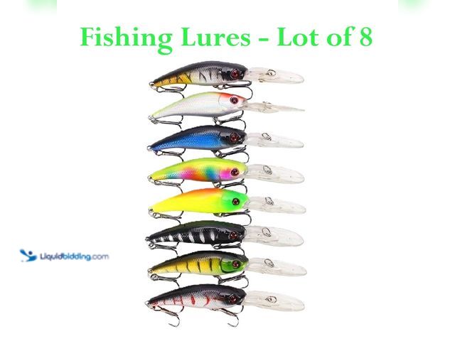 Lot 49-1616306 - Lot of 8 Crankbait Fishing Lures 3.94" 9.4g - NEW - The set includes a variety of colorful and reali...