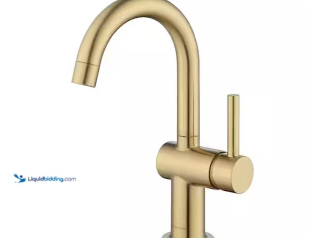 Lot 49-1631874 - Glacier Bay Dorind Single-Handle Single Hole High-Arc Bathroom Faucet In Brushed Gold, Model # HD671...