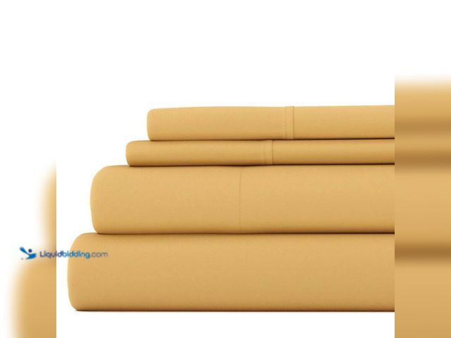 Lot 49-5406747 - Becky Cameron 3-Piece Gold Solid Microfiber Twin Sheet Set, Model # IEH-4PC-TWIN-GO, Unused.