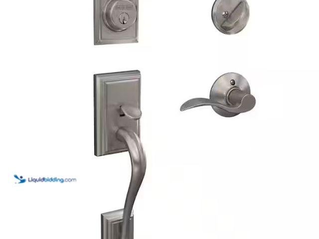 Lot 49-3433470 - Schlage Addison Satin Nickel Single Cylinder Door Handleset with Accent Handle, Model # F60 G ADD 61...