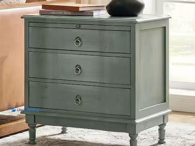 Lot 49-3639378 - Jayden Creation Di Blue Traditional 3-Drawer Nightstand Side End Table, Model: NSCL1710-BLU, Slightl...