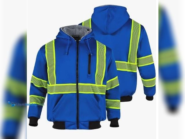 Lot 49-1512594 - Safety Hoodie for Men Reflective Wool Fleece High Visibility ANSI Class 3 Work Construction Jacket, ...