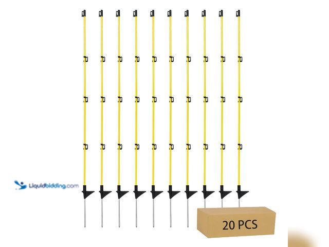 Lot 49-5405771 - Electric Fence Posts 46 Inches, Fiberglass Step in Temporary Electric Fence Posts for Cows, Sheep, D...