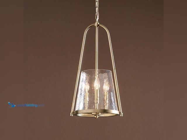 Lot 49-5453353 - KICHLER Nerine 3-Light Foyer Pendant with Hammered Glass in Champagne Bronze. [Model # 82430] Unused