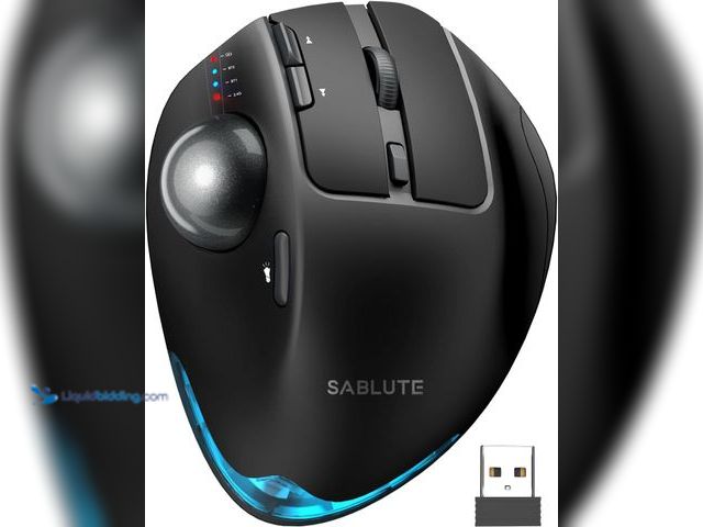 Lot 49-3528842 - SABLUTE Wireless Trackball Mouse, Ergonomic Bluetooth Rechargeable Computer Mouse, Backlit Rollerbal...