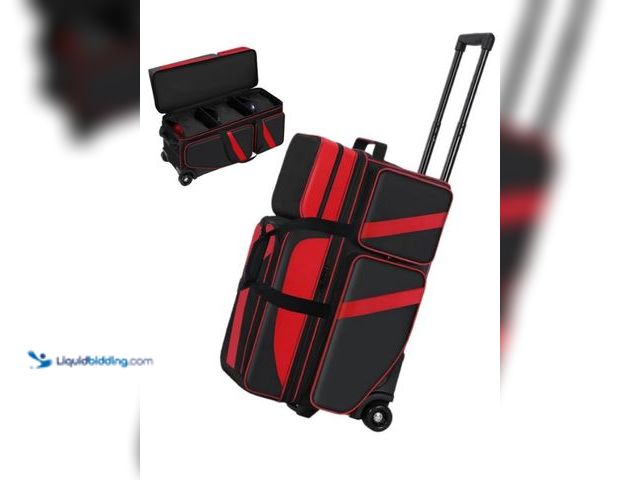 Lot 49-3432177 - Cxinesbag 3 Ball Bowling Bags With Wheels, Bowling Bags 3 Ball Roller With Shoes Compartment And Mul...