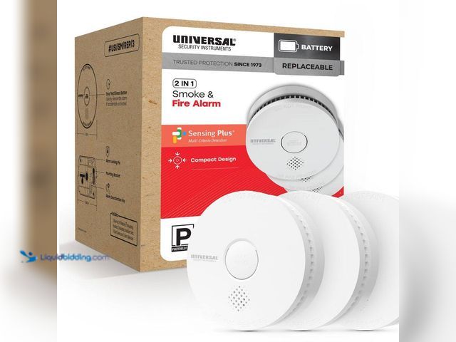 Lot 49-5449619 - Universal Security Instruments
(3-Pack) 9-Volt Battery Operated Smoke Detector with Photoelectric S...