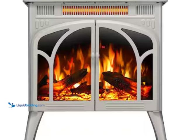 Lot 49-1565617 - Bestier 24.25 in. Freestanding Electric Fireplace Heater in Beige with Remote Control, Overheating S...