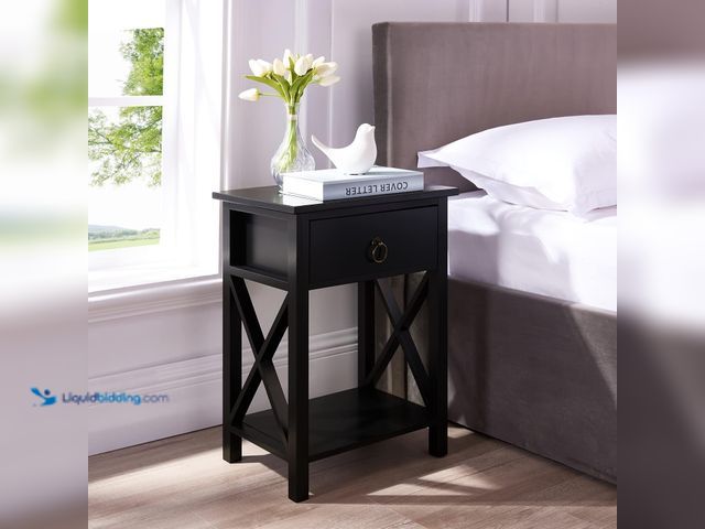 Lot 49-5485737 - Eily Night Stand Bedside Table with Drawer Wooden Side Tables Bedroom Night Stands Small Nightstand ...