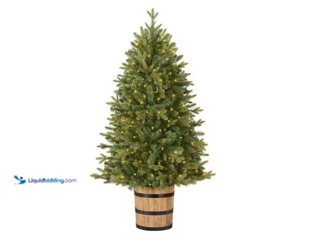 Lot 49-1542230 - Home Decorators Collection 4 ft. Willow Creek Spruce Potted LED Pre-Lit Artificial Christmas Tree, M...