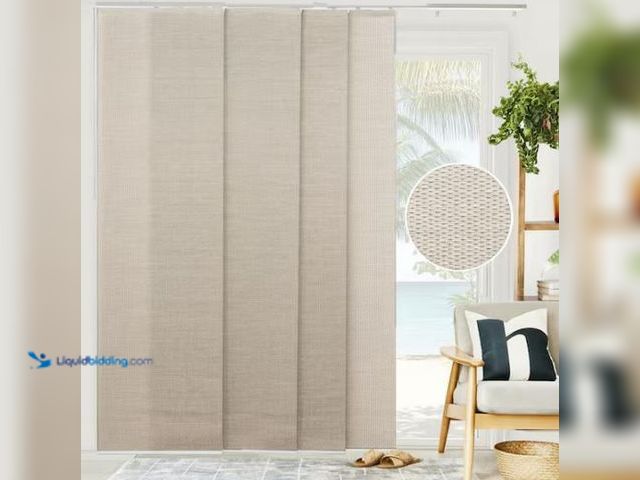 Lot 49-1548760 - Chicology Woven Sandshell Light Filtering Adjustable Sliding Panel Track Blind W/ 23 in Slats Up to ...