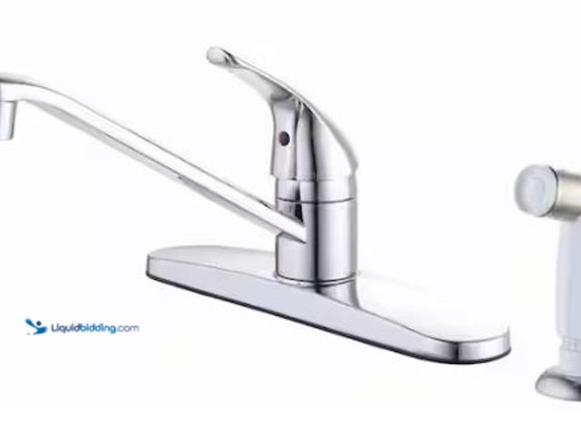 Lot 49-1548790 - Glacier Bay Single Handle Standard Kitchen Faucet in Chrome with White Side Sprayer Model # HD67896W...